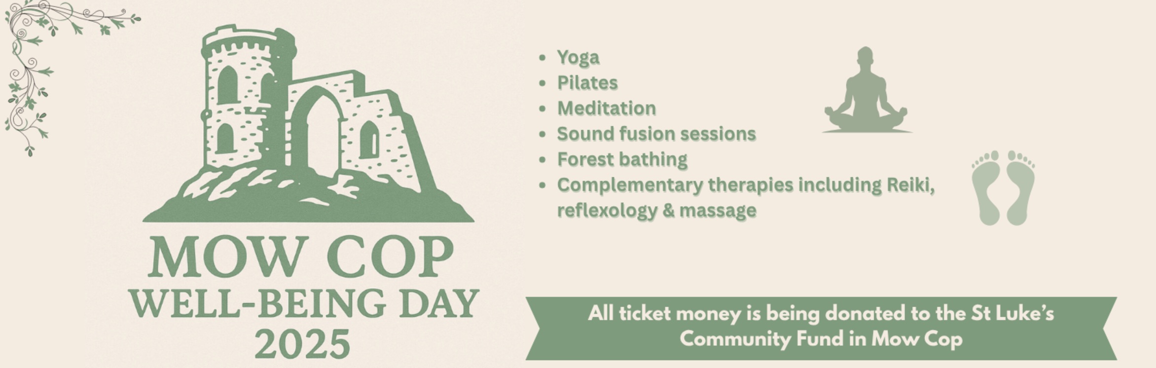 Mow Cop Charity Well-being Day 2025 promo image describing the event in September